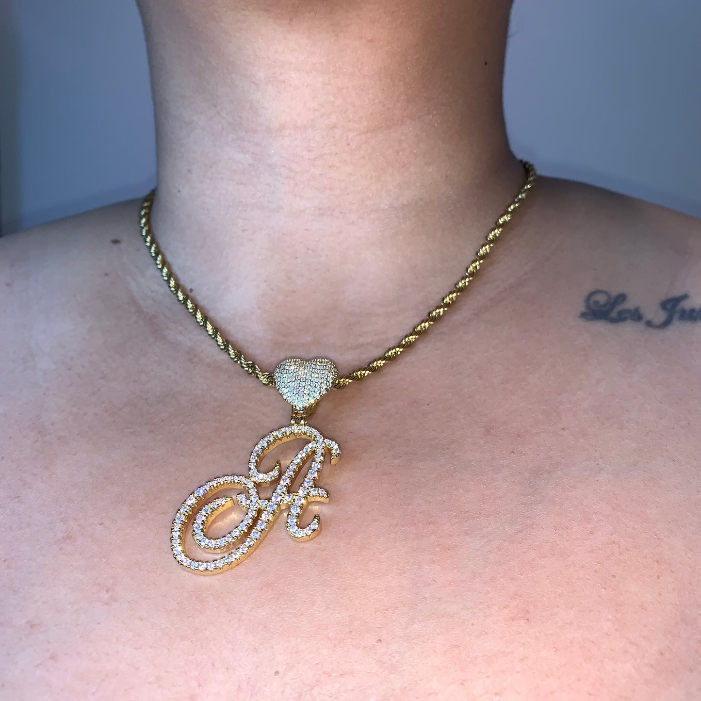 Heart Cursive Initial Pendant