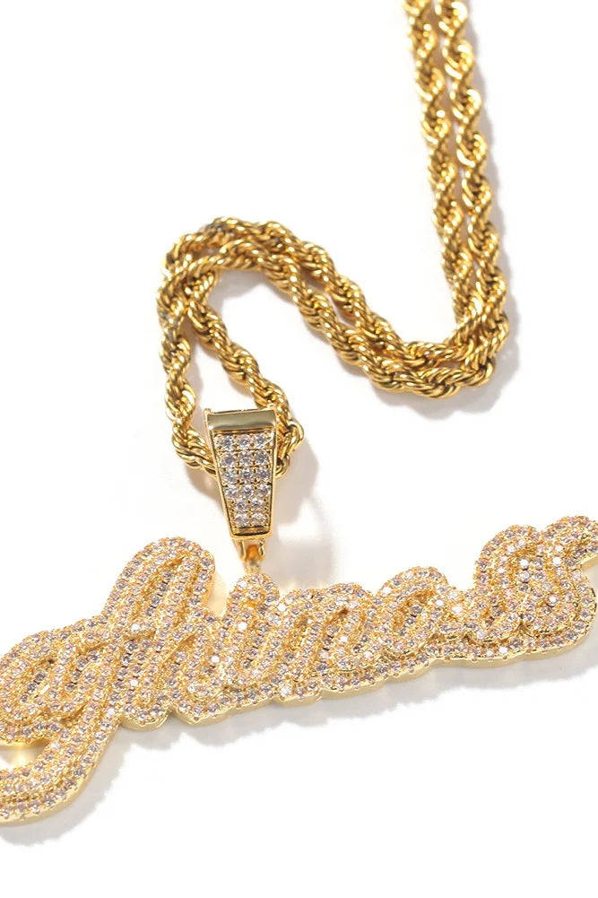 Mini Iced Out Double Name Pendant