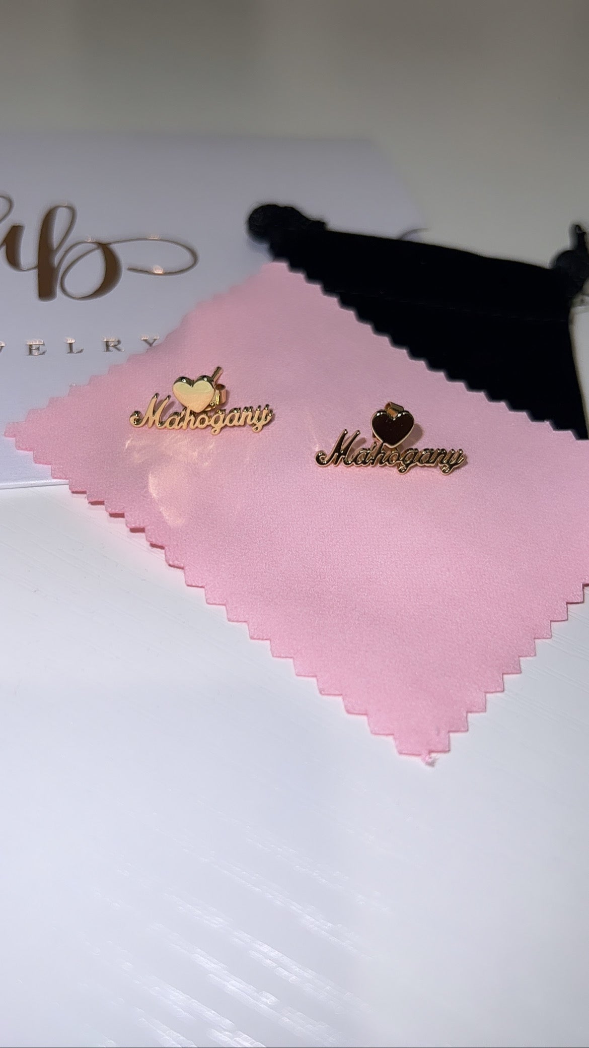 Personalized Heart Stud Earrings and Bracelet