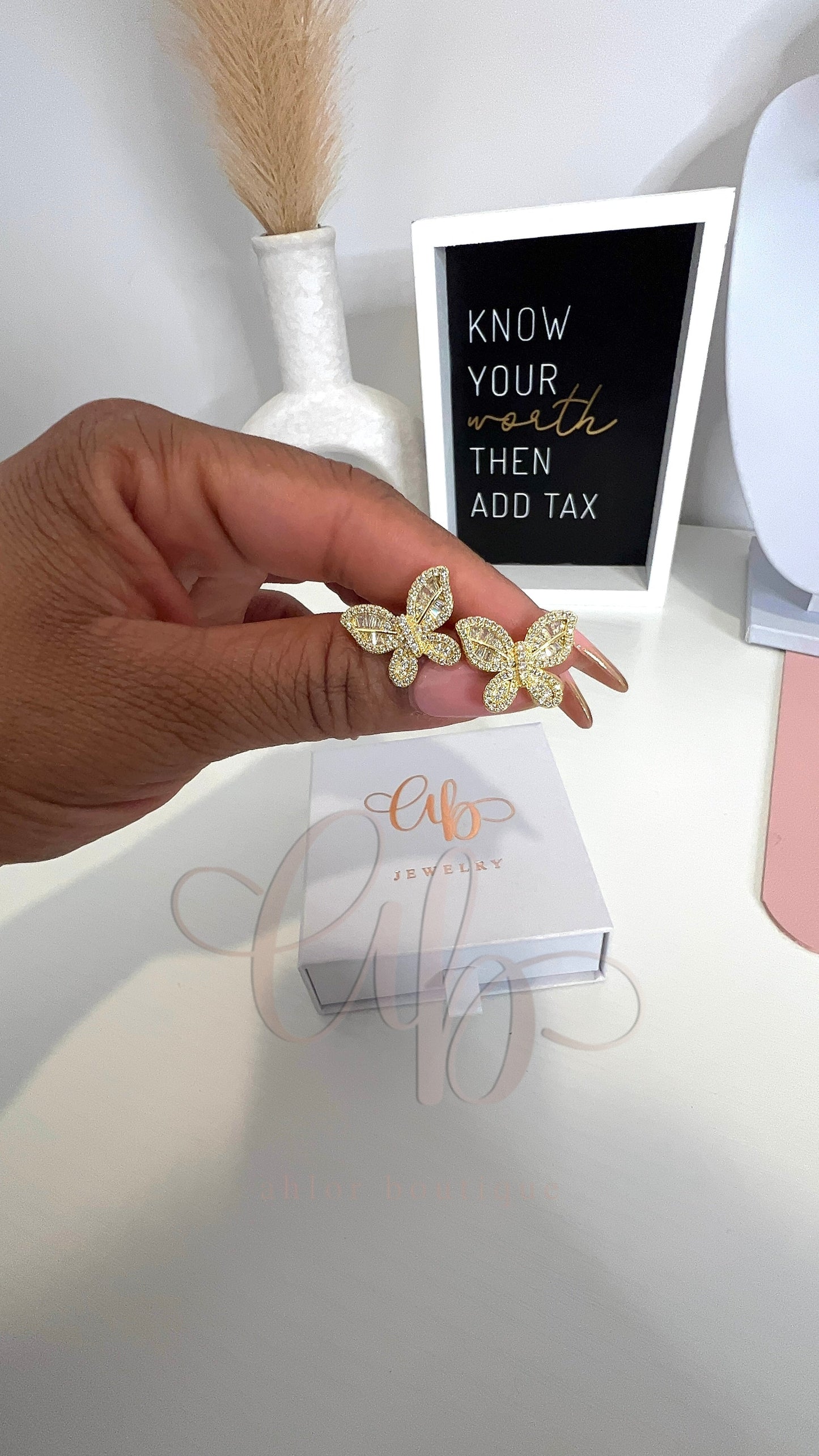 Baguette Butterfly Earrings