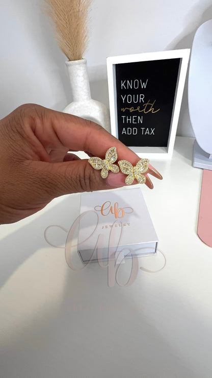 Baguette Butterfly Earrings