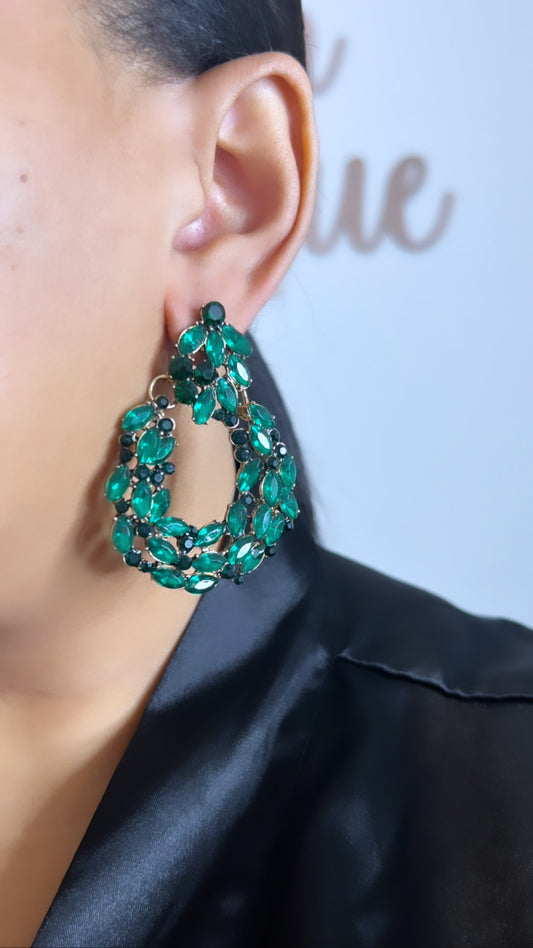 Hunter Green Crystal Earrings