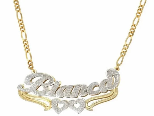 Double Plated Heart Name Necklace