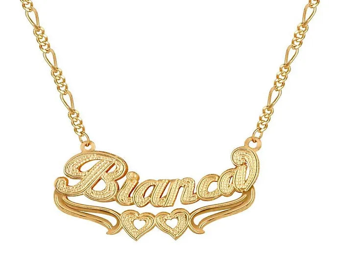 Double Plated Heart Name Necklace