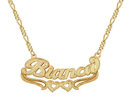 Double Plated Heart Name Necklace