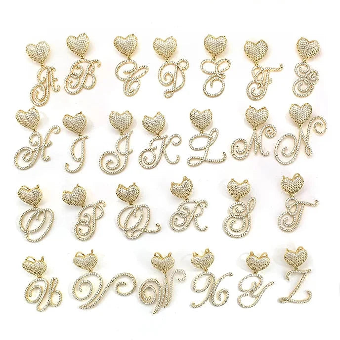 Heart Cursive Initial Cuban Necklace