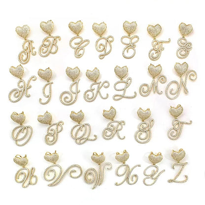 Heart Cursive Initial Cuban Necklace