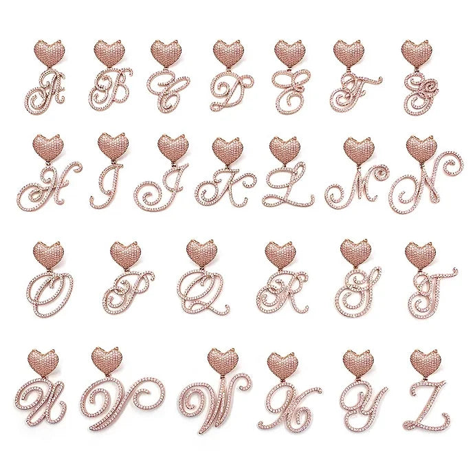 Heart Cursive Initial Cuban Necklace