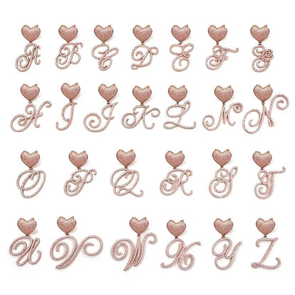 Heart Cursive Initial Cuban Necklace