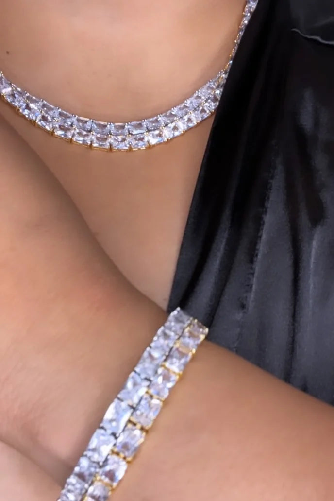 Princess Cut Tennis Necklace